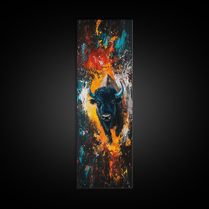 Abstract Bison Canvas Print Southwest Wall Art Rustic Decor Tall Narrow Art Living Room Art Vertical Wall Art Gift Idea Him