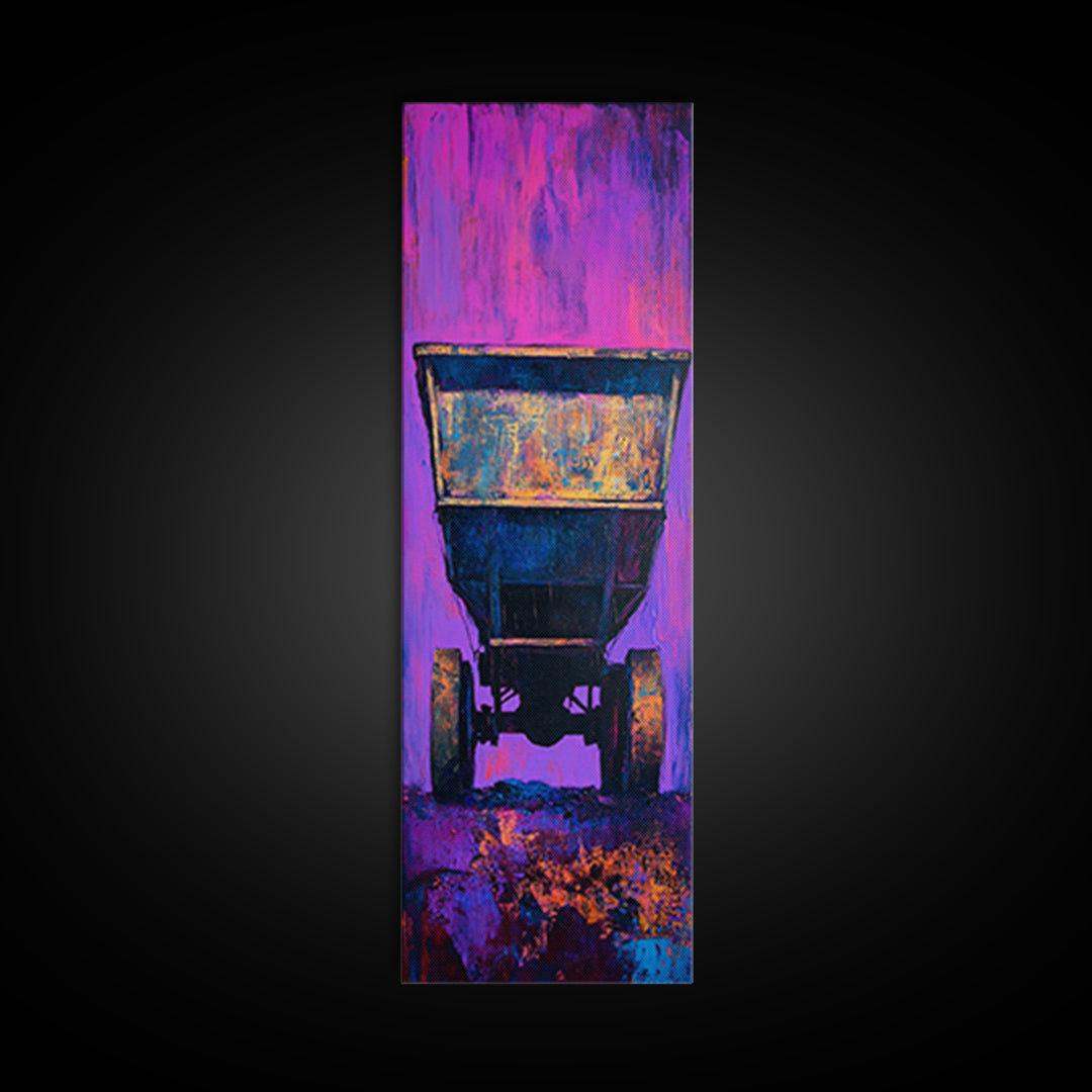 Abstract Mine Cart Framed Canvas Print custom car painting industrial decor rustic art moody art blotter art unique wall art extra wide art