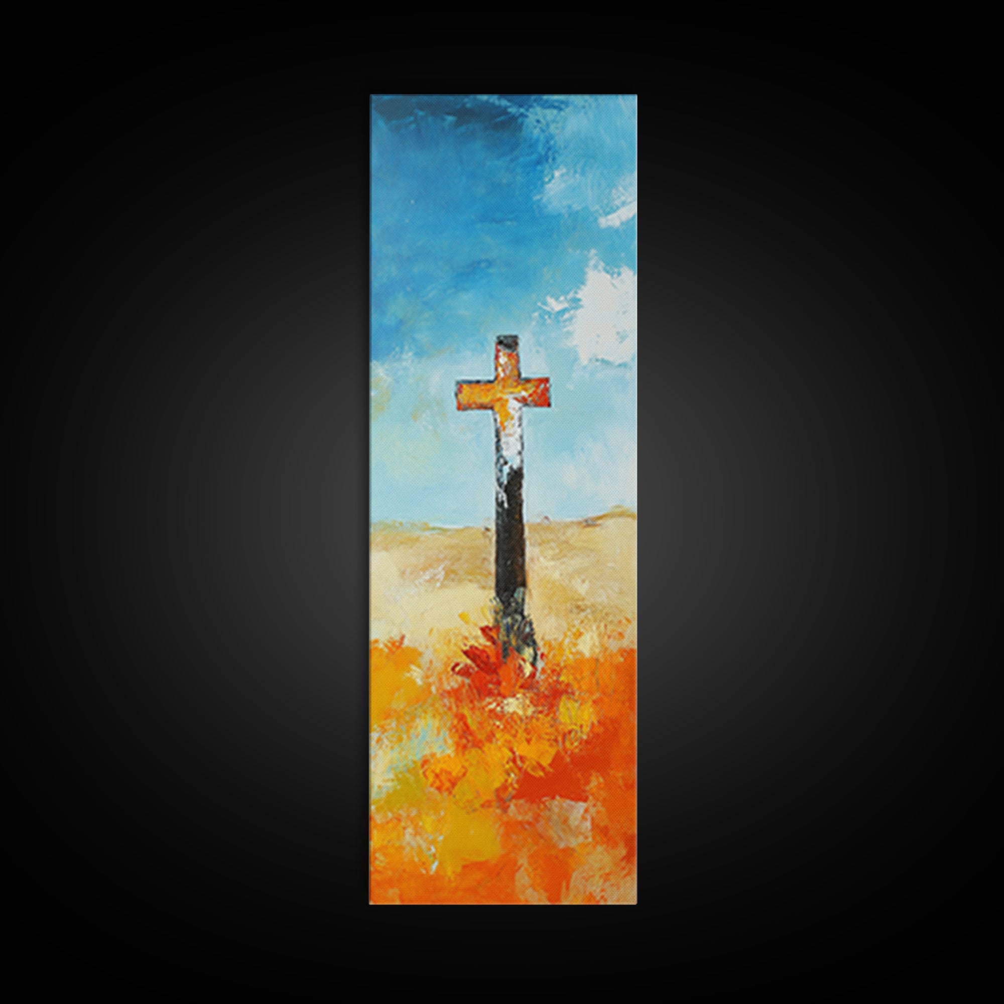 Abstract Cross Painting Framed Canvas Print rustic wall art, fruit of the spirit wall art, moody art, spiritual painting, Christian art