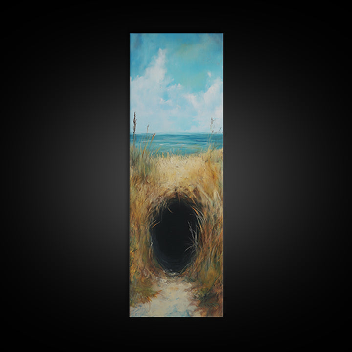 Dark Rabbit Hole Canvas Print, Wabi Sabi Art, Moody Art, Coastal Landscape Art, Minimalist Art, Living Room Art, Extra Wide Art