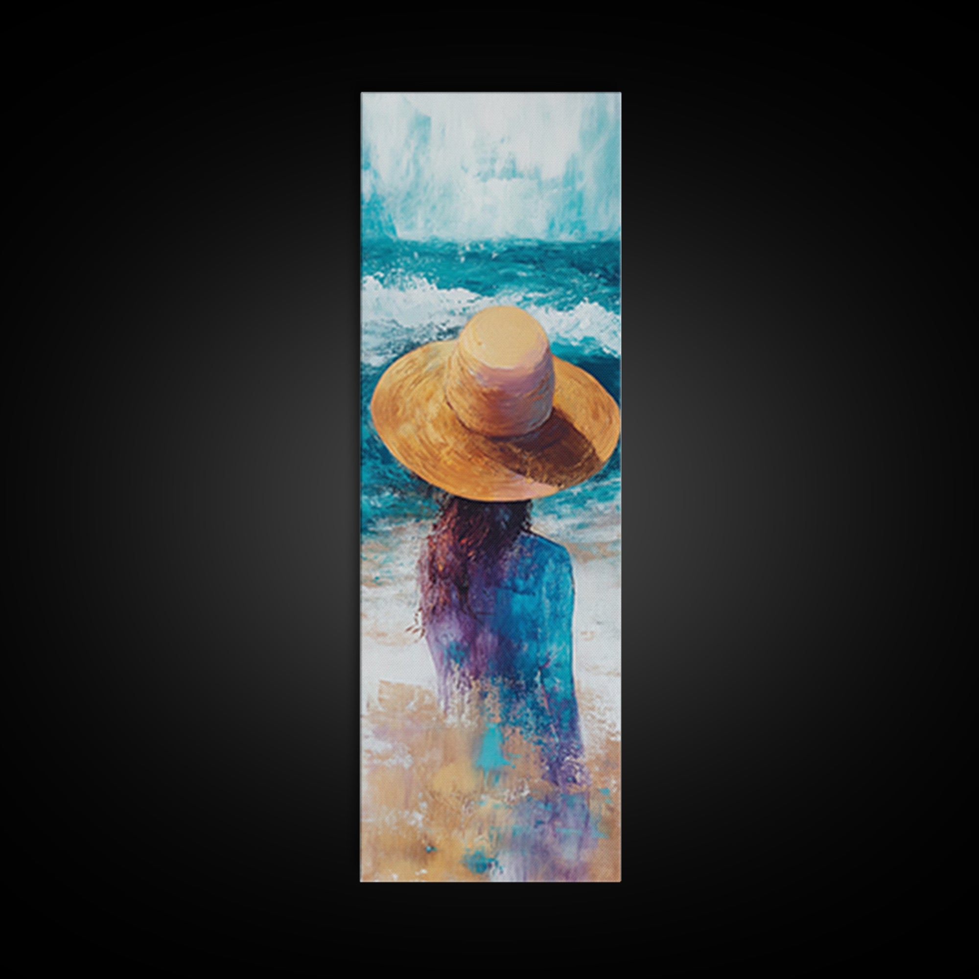 Ocean Breeze Coastal Cowgirl Wall Art Framed Canvas Print Coastal Decor Boho Art Nautical Painting Guest Room Art