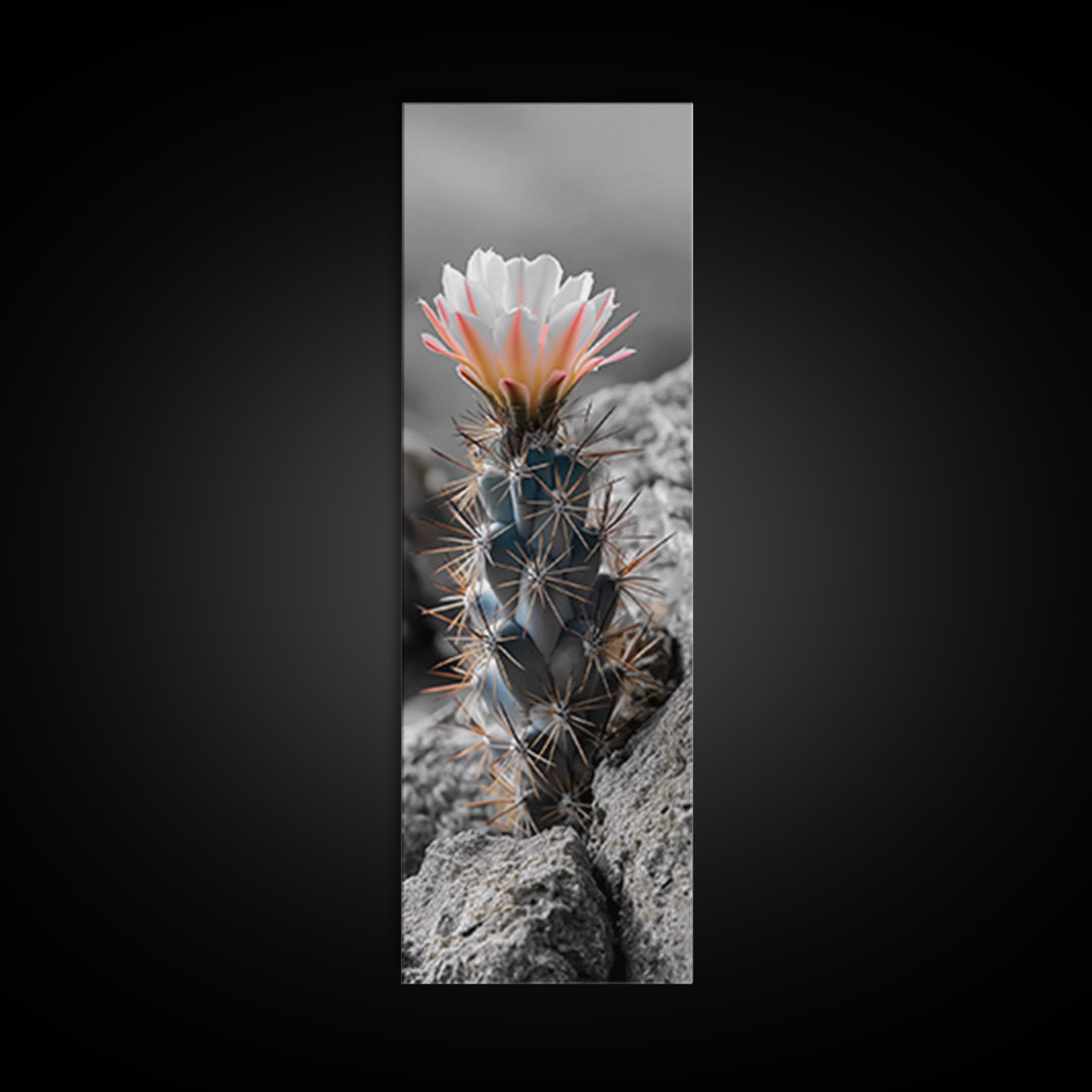 Cactus Bloom Desert Art Framed Canvas Print | Southwest Wall Art | Wildflower Painting | Botanical Prints | Boho Art | Nature Decor | Gift Idea