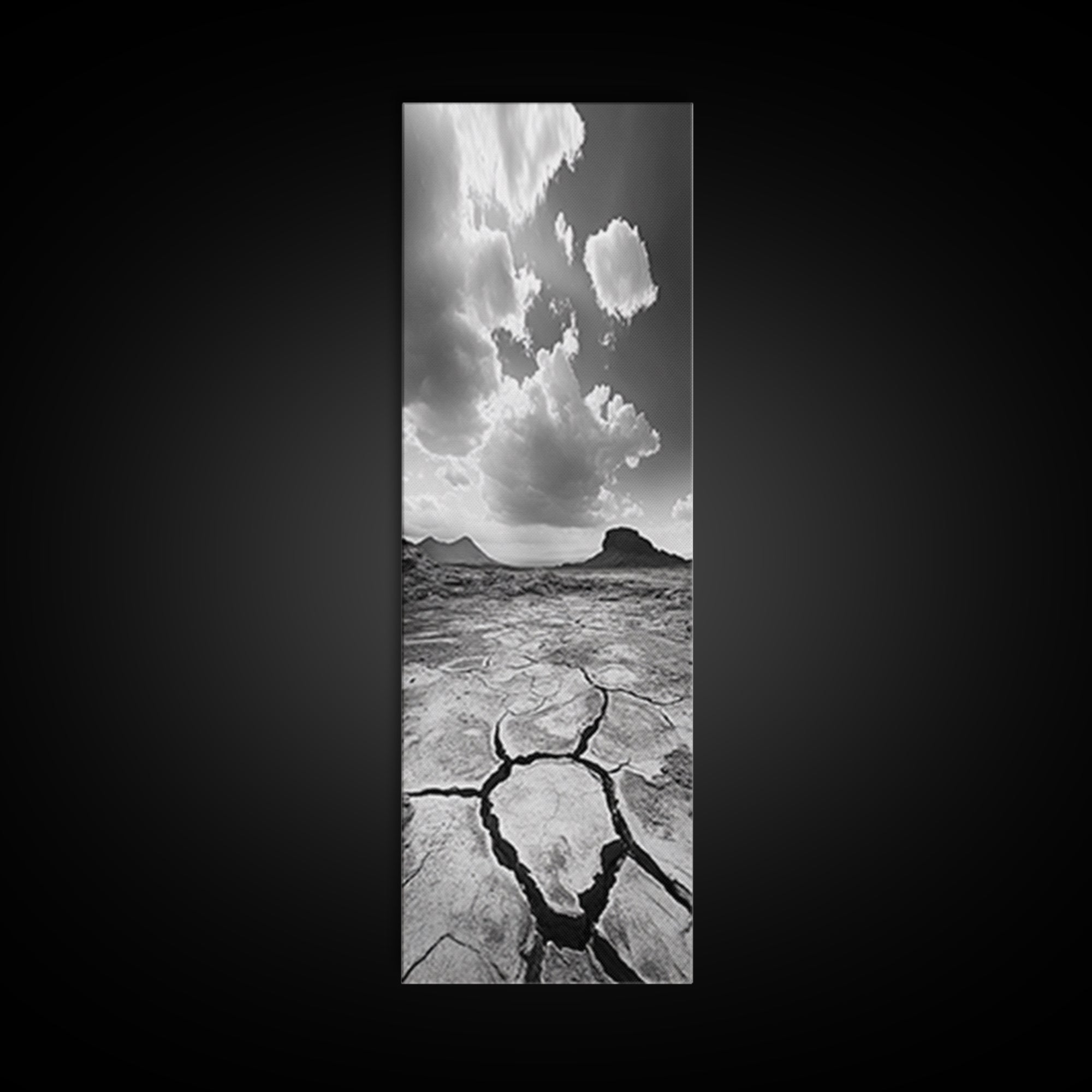 Desert Cracked Earth, Canvas Print, Moody Southwest Wall Art, Joshua Tree Art, Rustic Landscape Art, Extra Wide Art, Above Sofa