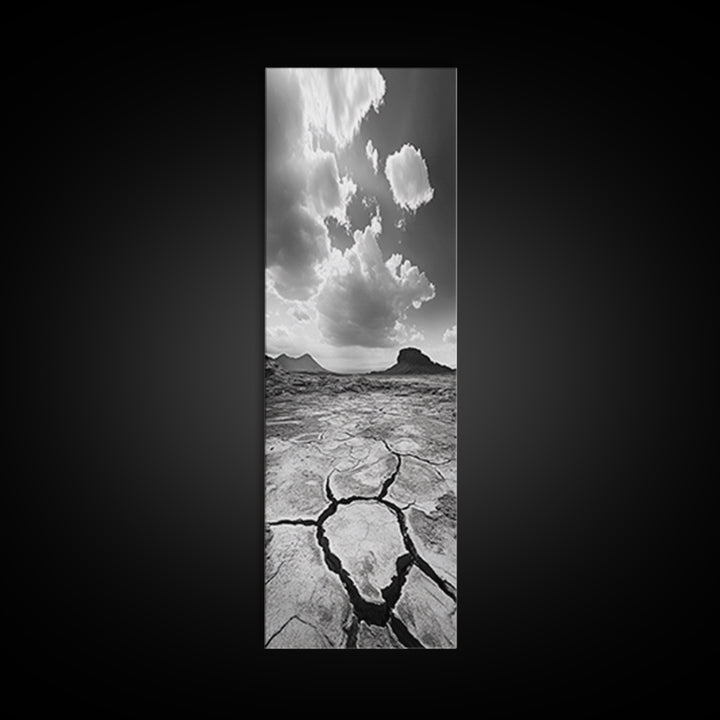 Desert Cracked Earth, Canvas Print, Moody Southwest Wall Art, Joshua Tree Art, Rustic Landscape Art, Extra Wide Art, Above Sofa