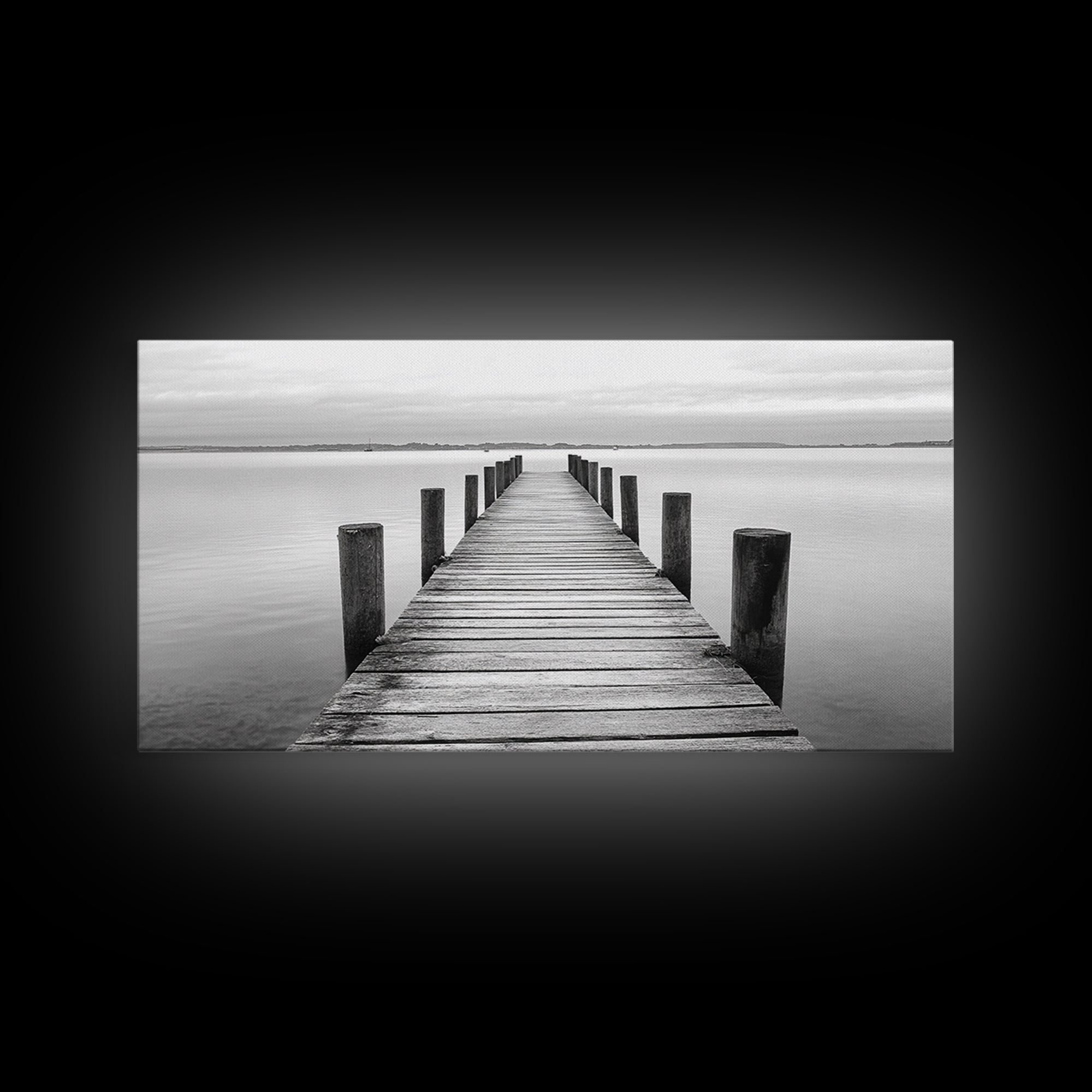 Dock, Nautical Wall Art, Extra Wide Art, Coastal Decor, Moody Art, Minimalist Art, Above Bed Wall Art, Framed Canvas Print