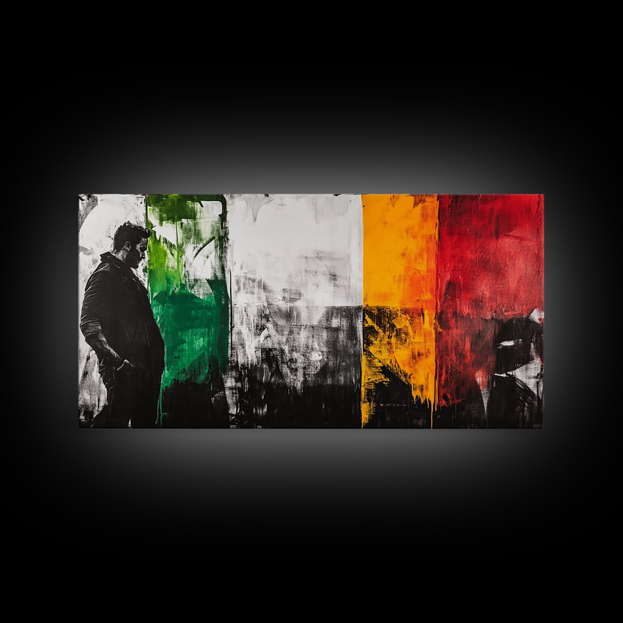 Abstract Portrait, moody art, dark romance painting, chicano art, black and white painting, modern wall decor, Framed Canvas Print