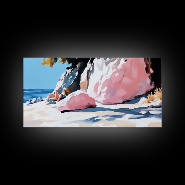 Coastal Landscape Art, Nautical Painting, Beach House Art, Panoramic Art, Seascape Painting, Canvas Print, Minimalist Art, Horizontal Wall Art