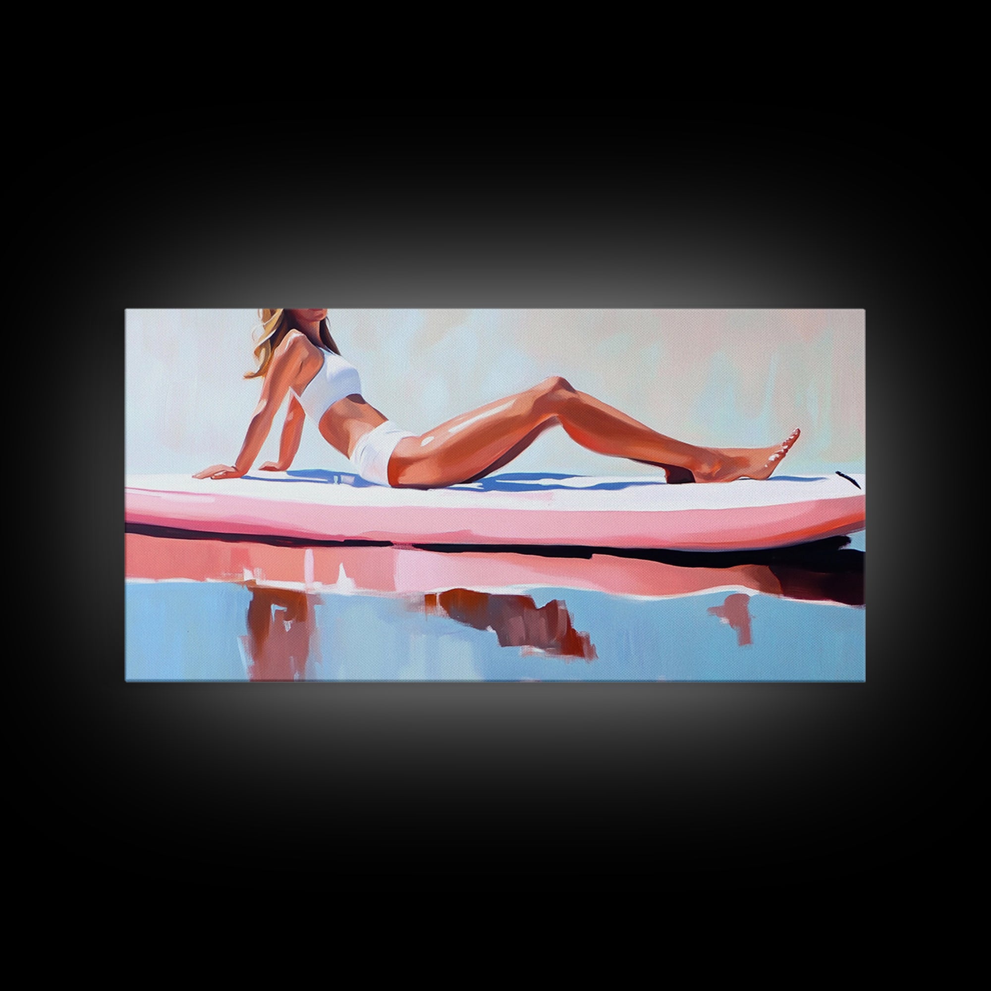 Coastal Woman, coastal wall art, beach painting, pastel art, nautical decor, surf wall art, canvas print