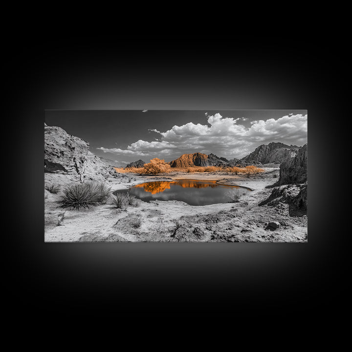 Desert Oasis Reflection Canvas Print Joshua Tree Art Southwest Wall Art Panoramic Art Above Sofa Art Gift Idea Rustic Wall Art