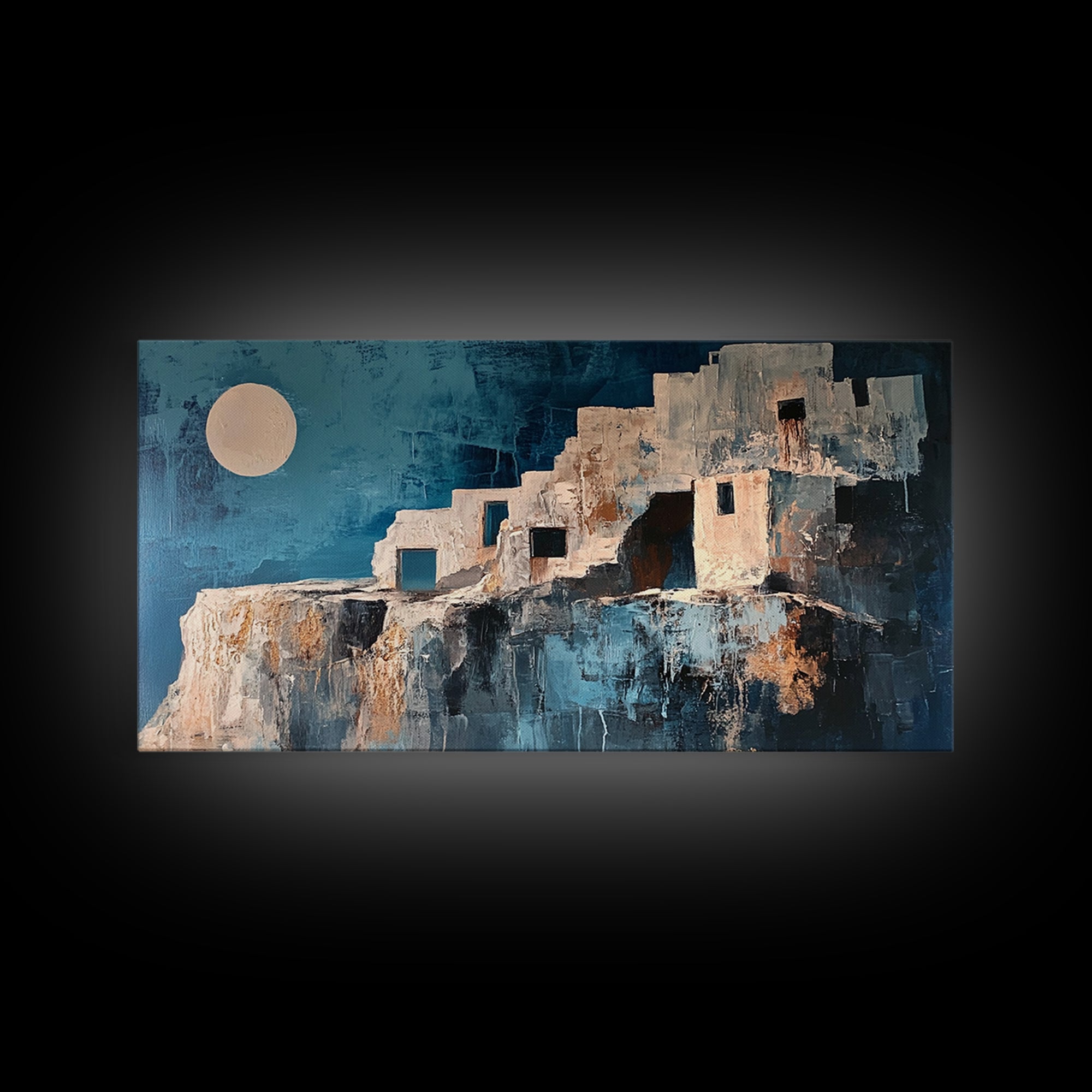 Adobe House, Southwest Wall Art, Boho Art, Wabi Sabi Art, Rustic Decor, Extra Wide Art, Bright Home Decor, Framed Canvas Print