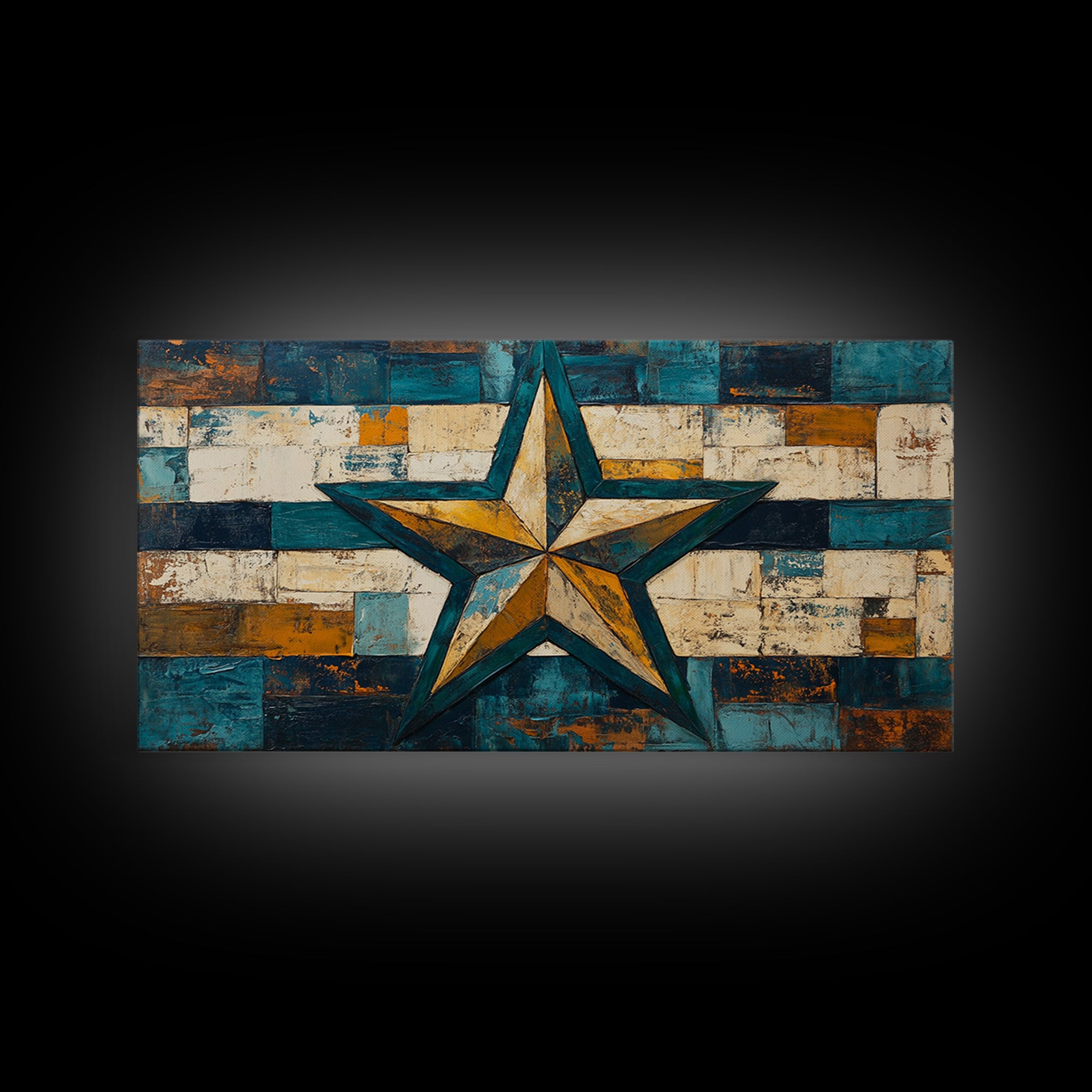 Lone Star Art, Framed Canvas Print, Rustic Wall Art, Southwest Wall Art, Geometric Wall Art, Extra Wide Art, Above Couch Art, Farmhouse Decor