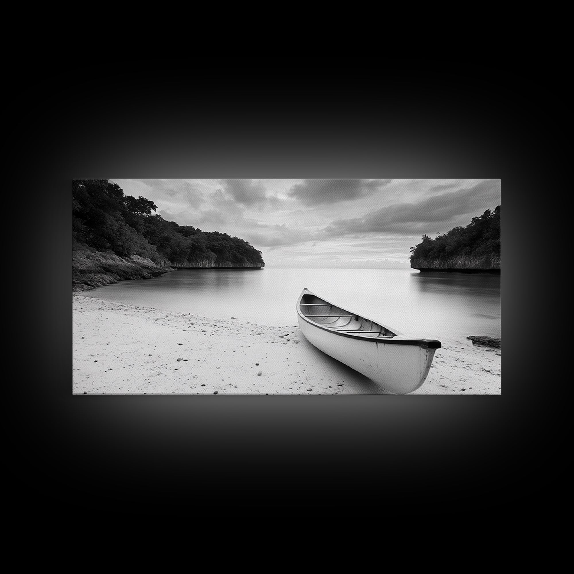 Rowboat, Seascape Painting, Nautical Wall Art, Extra Wide Art, Rustic Wall Art, Coastal Painting, Minimalist Art, Framed Canvas Print