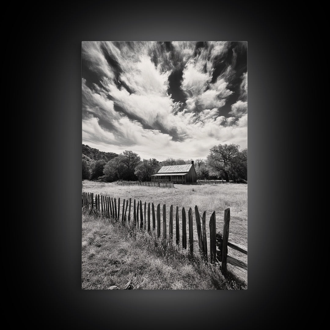 Abandoned Cabin, rustic wall art, farmhouse decor, moody art, countryside painting, wabi sabi art, framed canvas print, vintage wall decor
