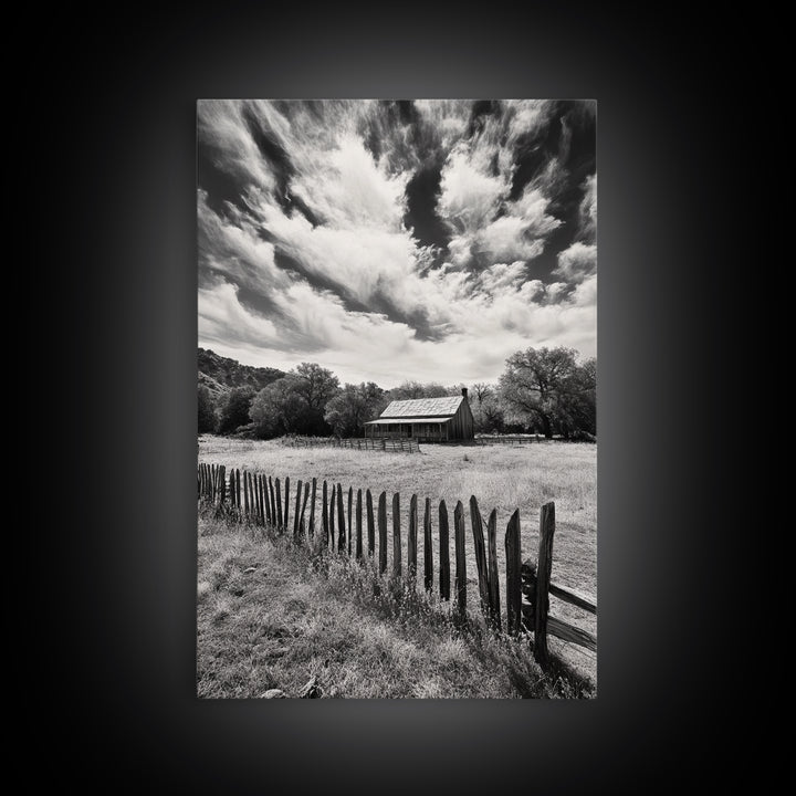 Abandoned Cabin, rustic wall art, farmhouse decor, moody art, countryside painting, wabi sabi art, framed canvas print, vintage wall decor
