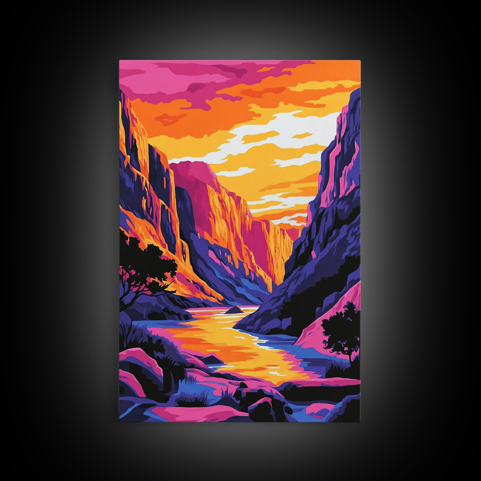 Canyon Sunset, Landscape Painting, Pink Orange Wall Art, Canvas Print, Southwest Wall Art, Nature Wall Art, Rustic Art, Gift Idea