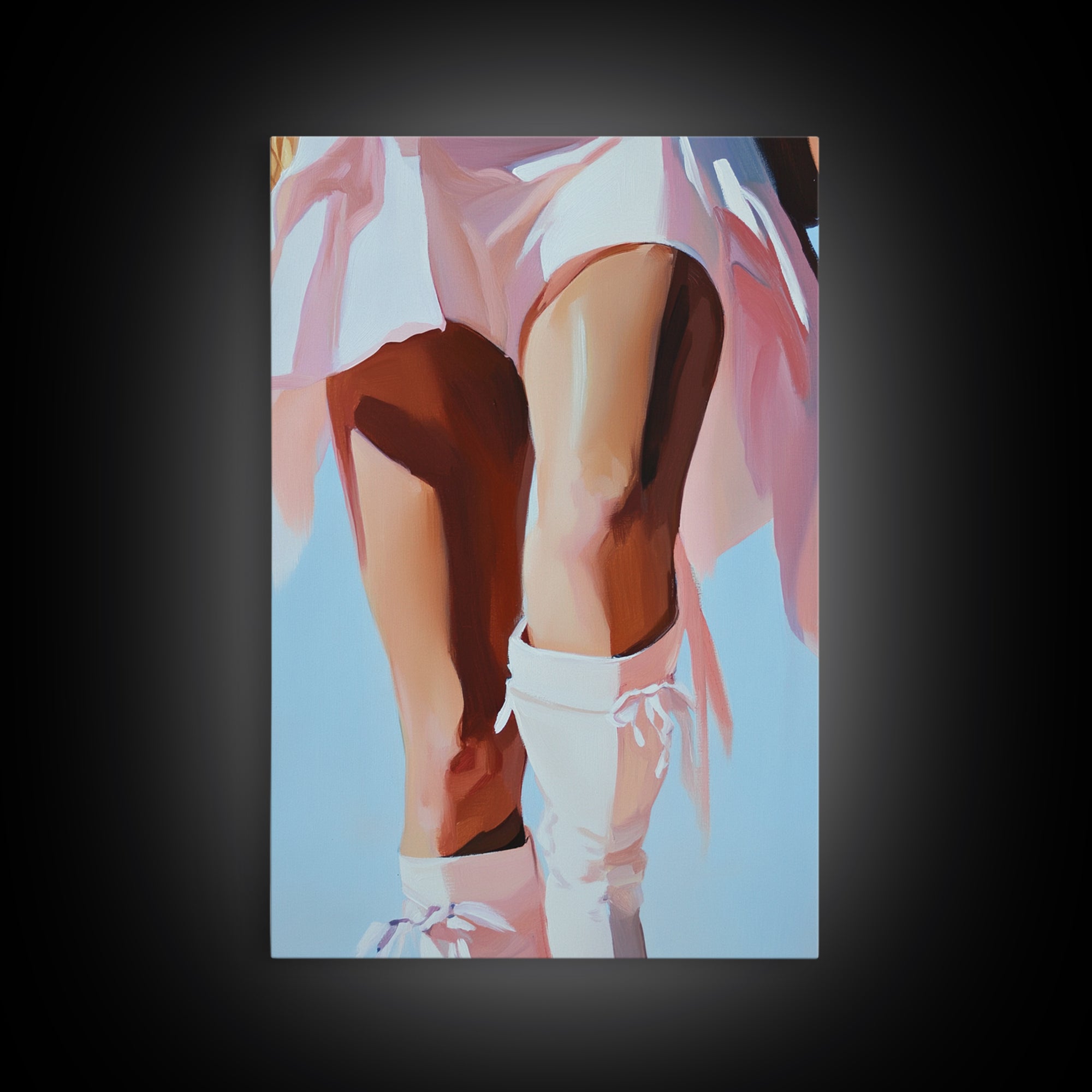 Cowgirl Boots, black cowgirl painting, coastal cowgirl wall art, rustic decor, light pink wall art, western aesthetic, Framed Canvas Print