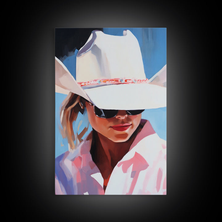 Cowgirl, Western Art, Rustic Decor, Coastal Cowgirl Wall Art, Canvas Print, Gift Idea For Her, Bedroom Art, Above Bed Wall Art