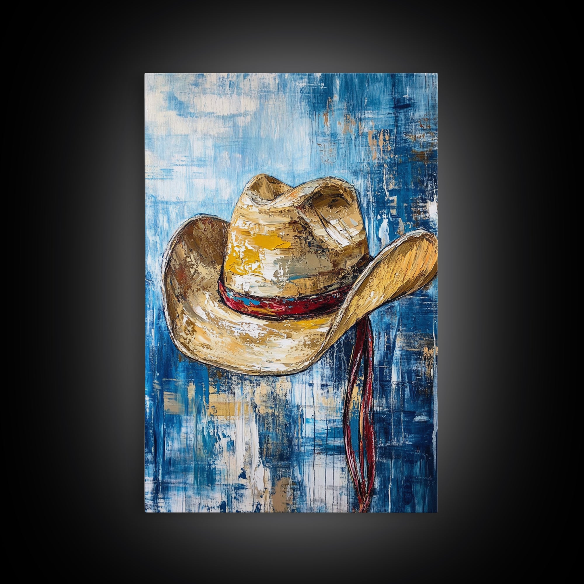 Cowboy Hat, Western Decor, Rustic Wall Art, Coastal Cowgirl Wall Art, Canvas Print, Gift Idea For Him, Farmhouse Art, Bedroom Art