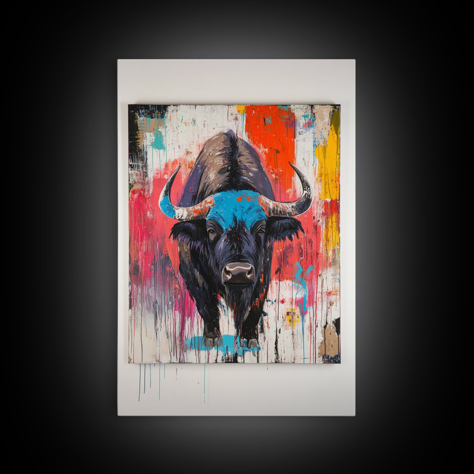 Bold Bison, Modern Southwest Art, Bull And Bear Art, Rustic Decor, Framed Canvas Print, Western Wall Art, Moody Art, Ranch Home Art