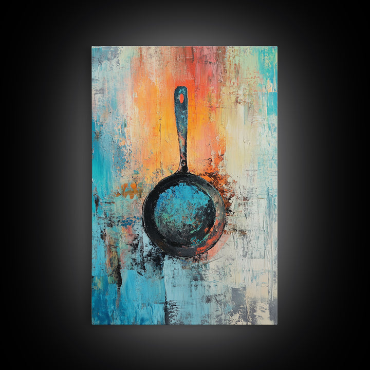 Abstract Frying Pan, kitchen art, food review kitchen art, rustic decor, geometric wall art, coffee wall art, Canvas Print
