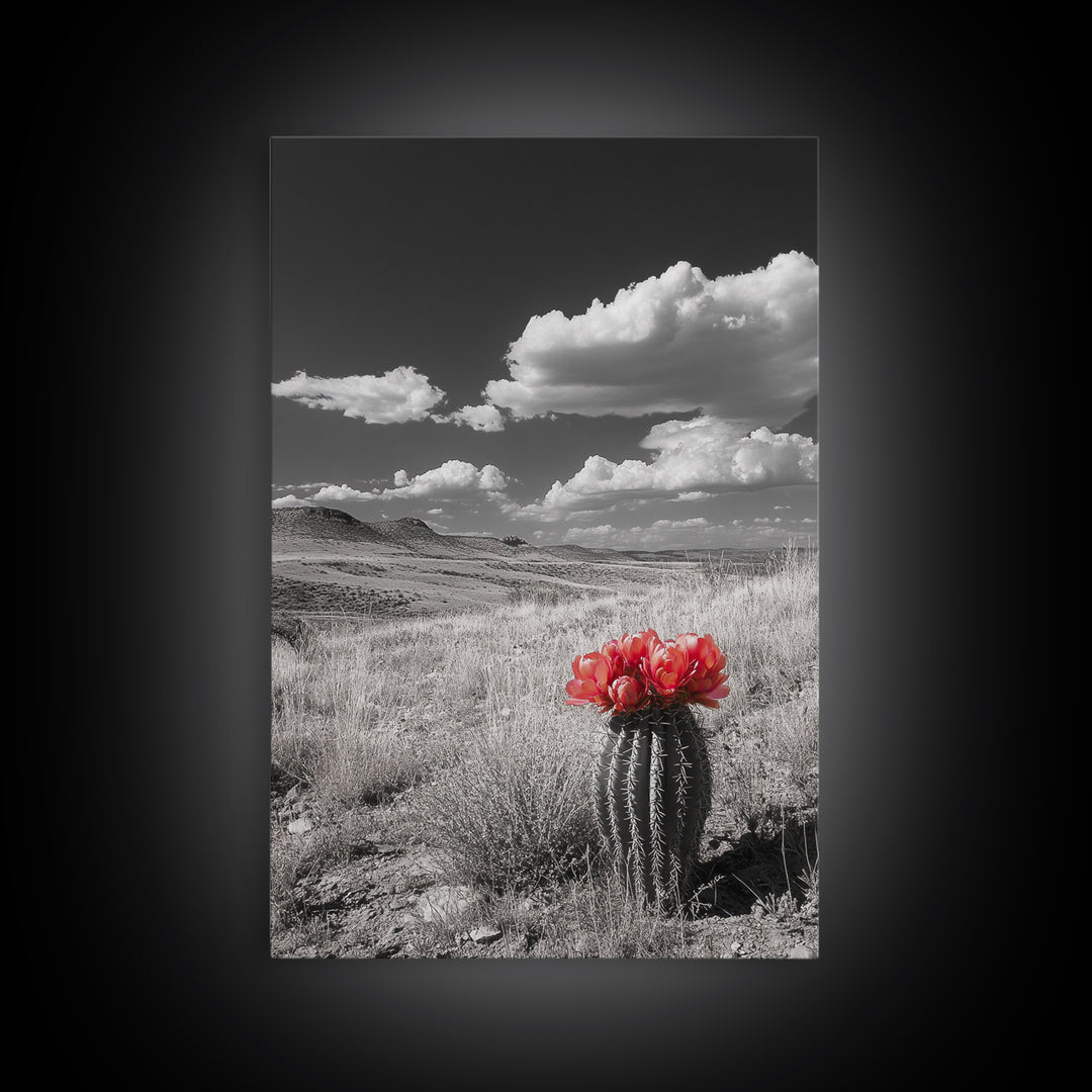 Cactus Bloom, Wildflower Painting, Botanical Prints, Nature Art, Rustic Decor, Southwest Wall Art, Canvas Print, Living Room Art