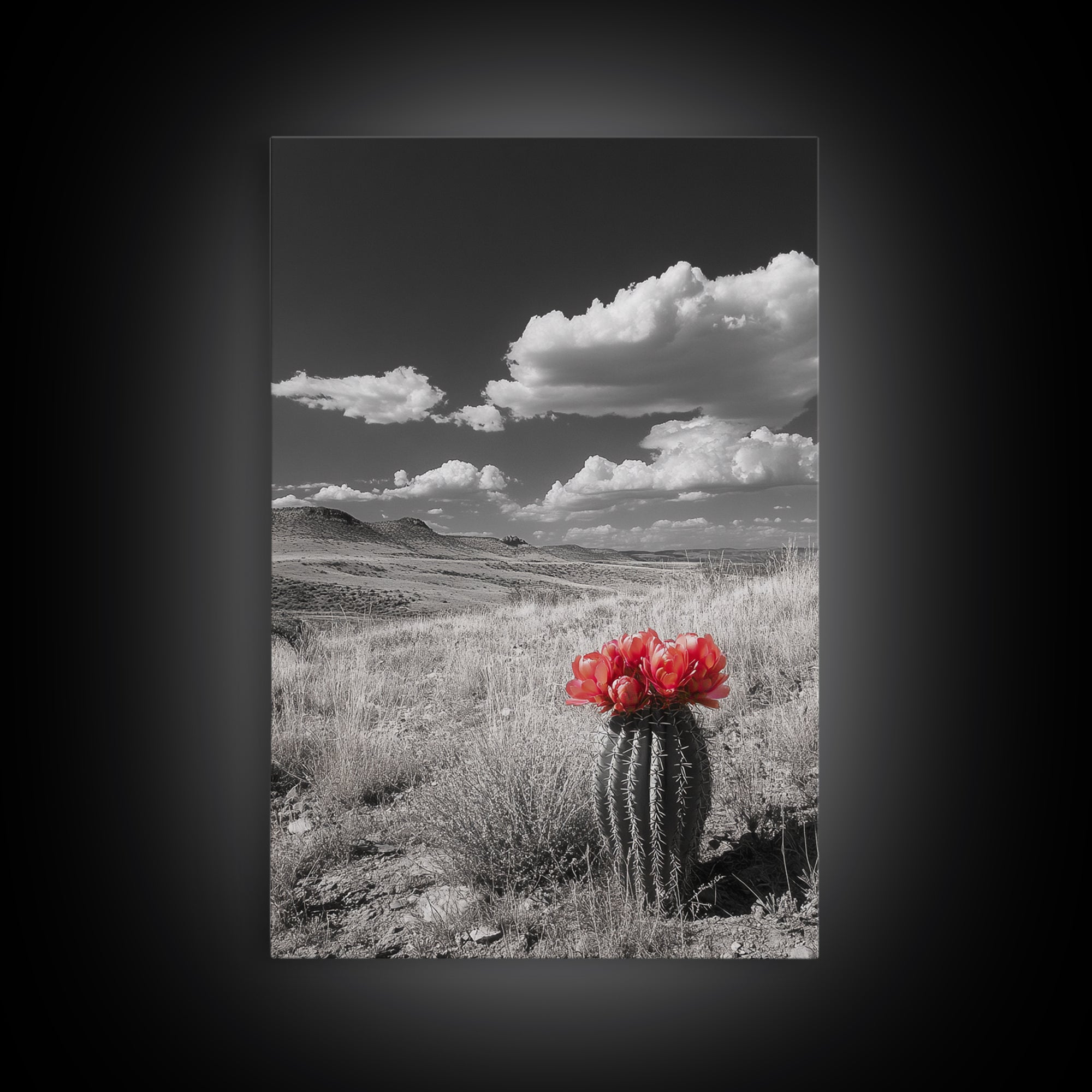 Cactus Bloom, Wildflower Painting, Botanical Prints, Nature Art, Rustic Decor, Southwest Wall Art, Canvas Print, Living Room Art