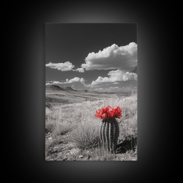 Cactus Bloom, Wildflower Painting, Botanical Prints, Nature Art, Rustic Decor, Southwest Wall Art, Canvas Print, Living Room Art