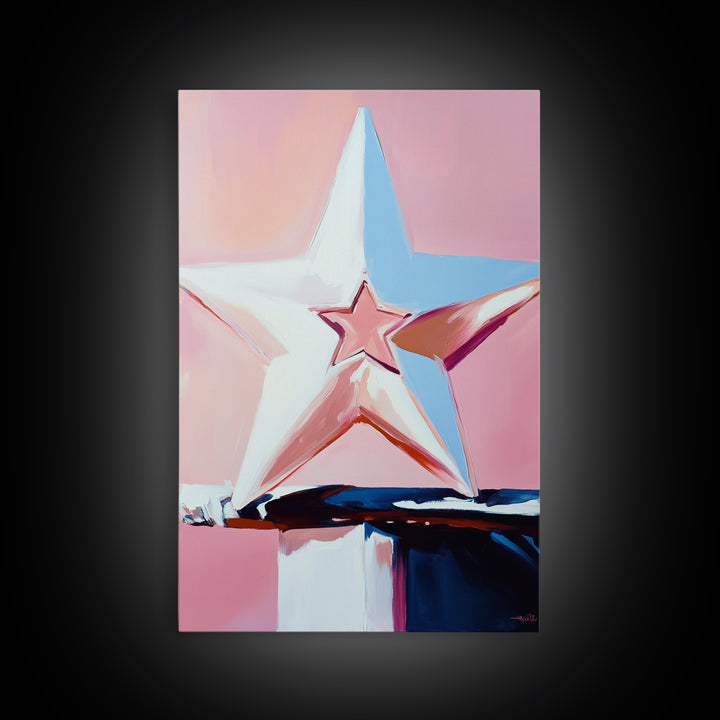 Pastel Star Painting, Light Pink Wall Art, Abstract Star Art, Whimsical Art, Matisse Wall Art, Canvas Print, Minimalist Art, Bedroom Art
