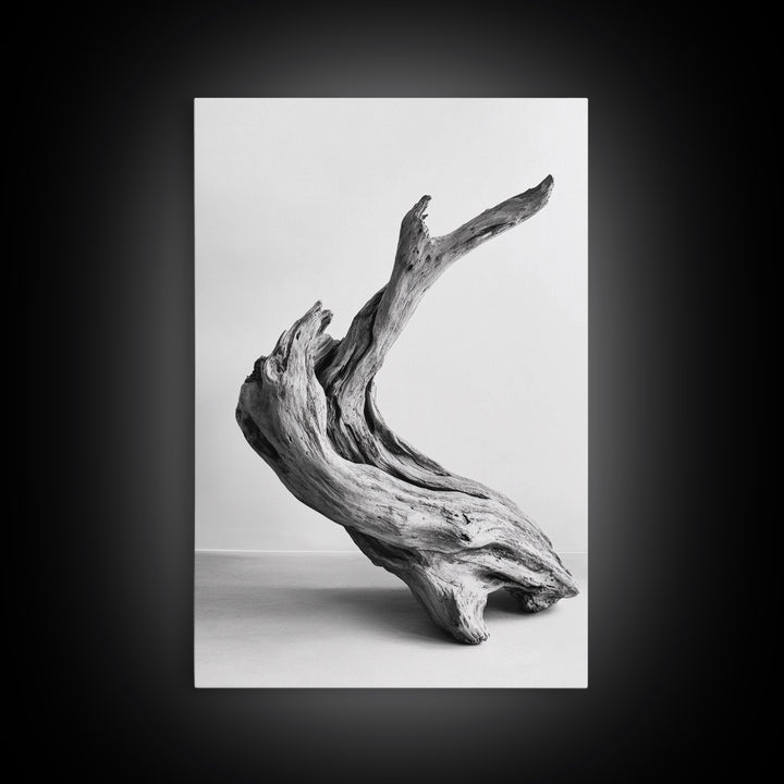 Driftwood Sculpture, wabi sabi art, rustic decor, minimalist art, botanical prints, farmhouse art, framed canvas print, living room art