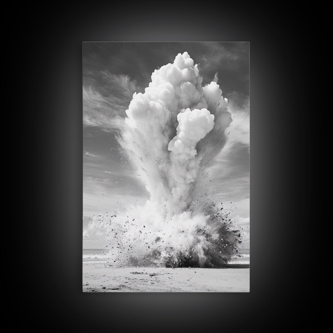 Explosion art, science art, moody art, dark romance painting, wabi sabi art, unique wall art, rustic decor, canvas print, above sofa art