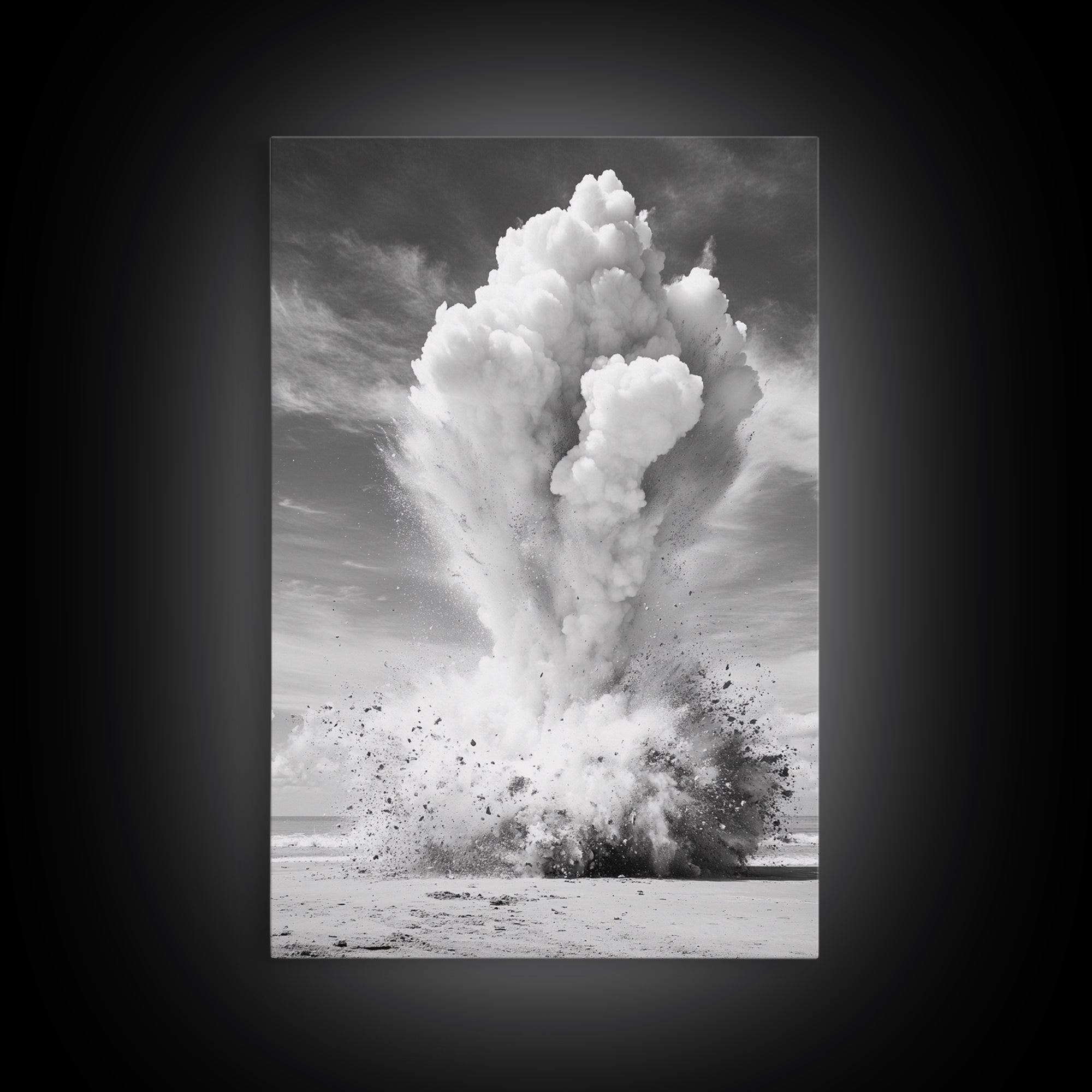 Explosion art, science art, moody art, dark romance painting, wabi sabi art, unique wall art, rustic decor, canvas print, above sofa art
