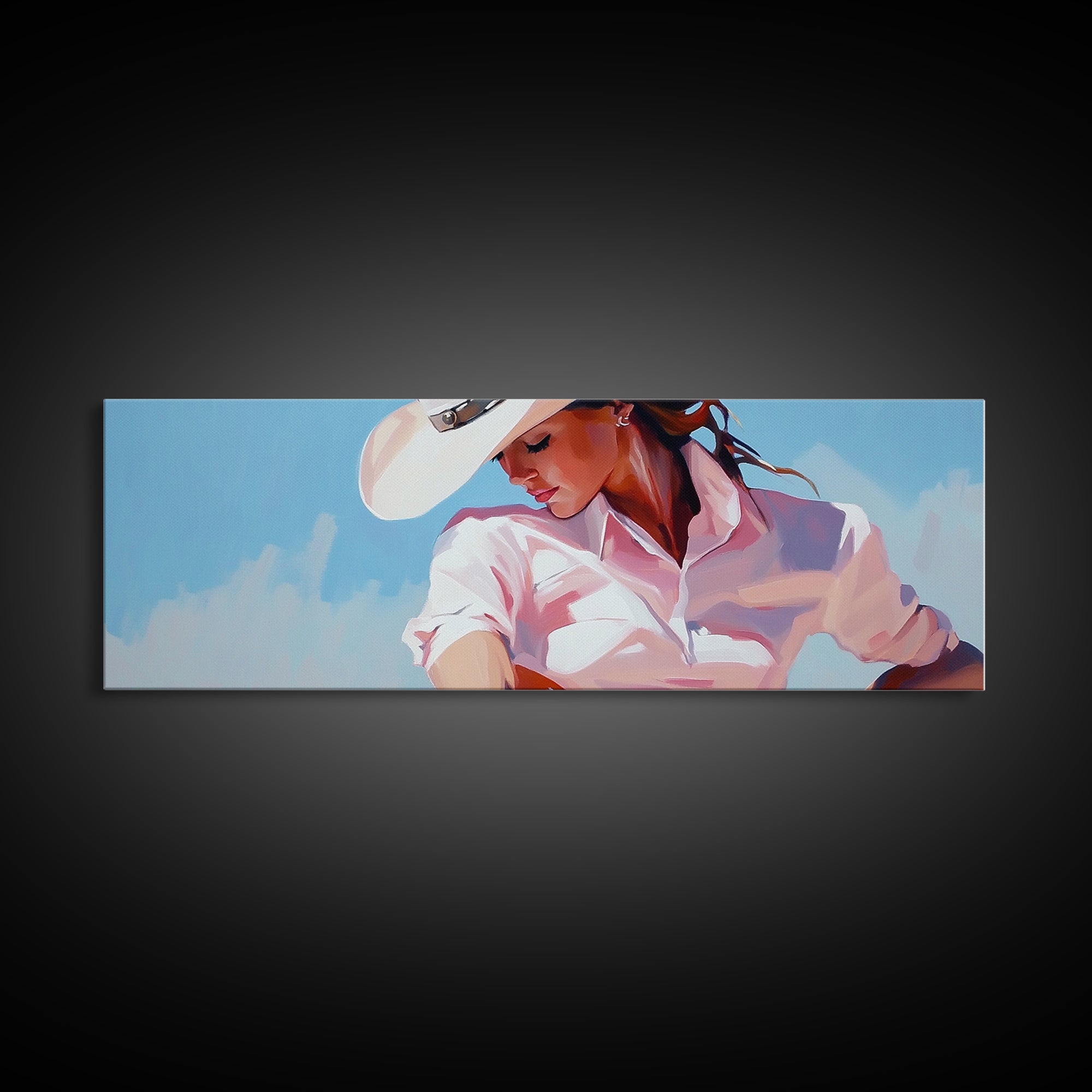 Cowgirl Art Print, Light Pink Wall Art, Southwest Wall Art, Canvas Print, Rustic Decor, Minimalist Art, Living Room Art