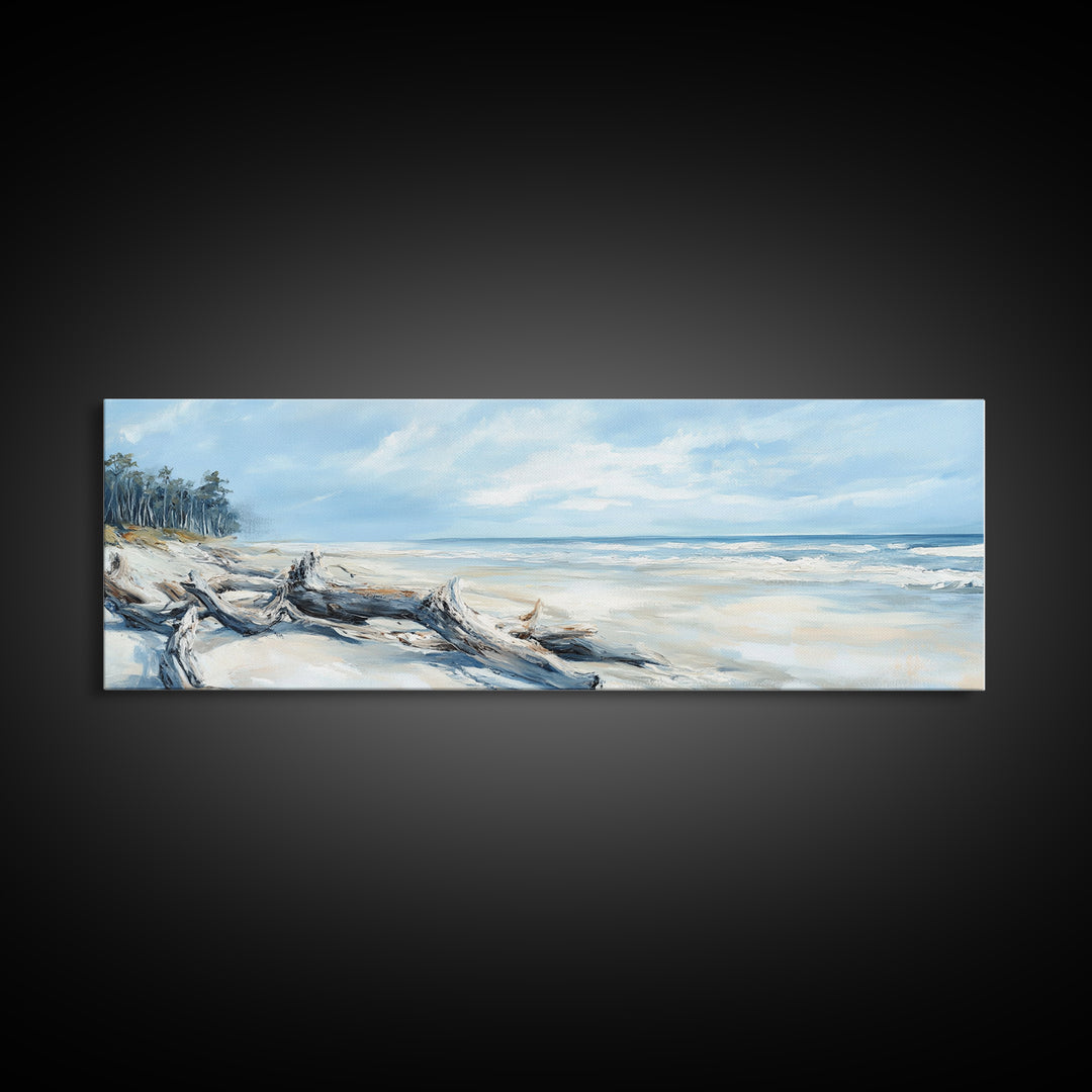 Coastal Decor, Framed Canvas Print, Nautical Painting, Seascape Painting, Rustic Wall Art, Extra Wide Art, Living Room Art, Above Couch Art