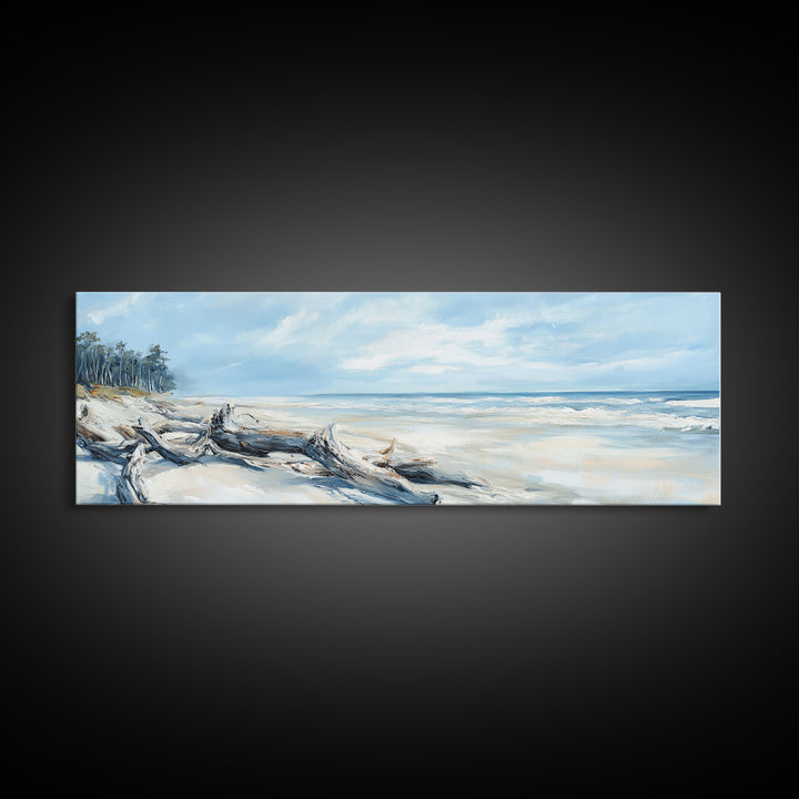 Coastal Decor, Framed Canvas Print, Nautical Painting, Seascape Painting, Rustic Wall Art, Extra Wide Art, Living Room Art, Above Couch Art