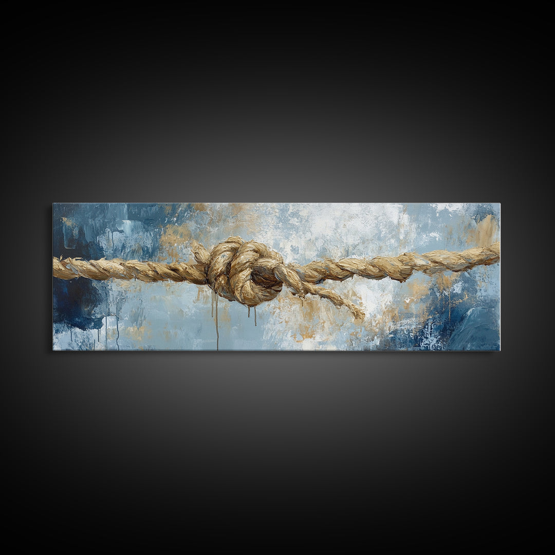Nautical Rope Art, rustic decor, nautical painting, coastal decor, farmhouse art, wabi sabi art, framed canvas print, moody art