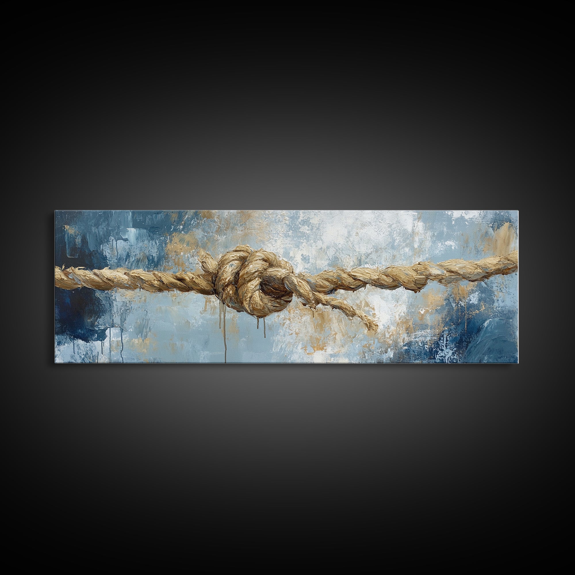 Nautical Rope Art, rustic decor, nautical painting, coastal decor, farmhouse art, wabi sabi art, framed canvas print, moody art