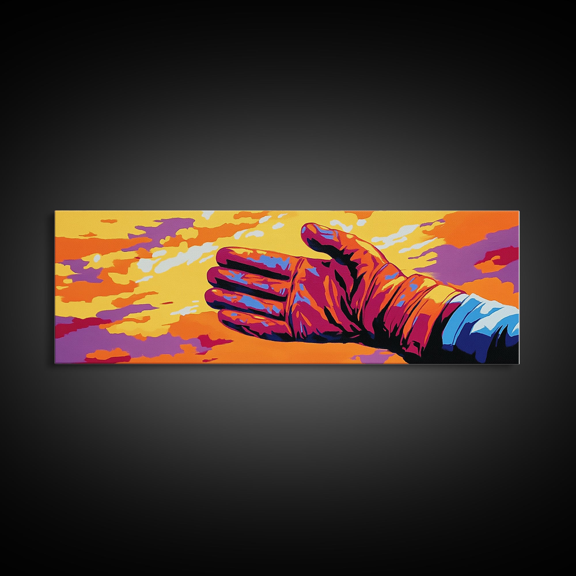 Vibrant Leather Glove Art, Canvas Print, Pink Orange Wall Art, Southwest Wall Art, Whimsical Art, Extra Wide Art, Rustic Decor