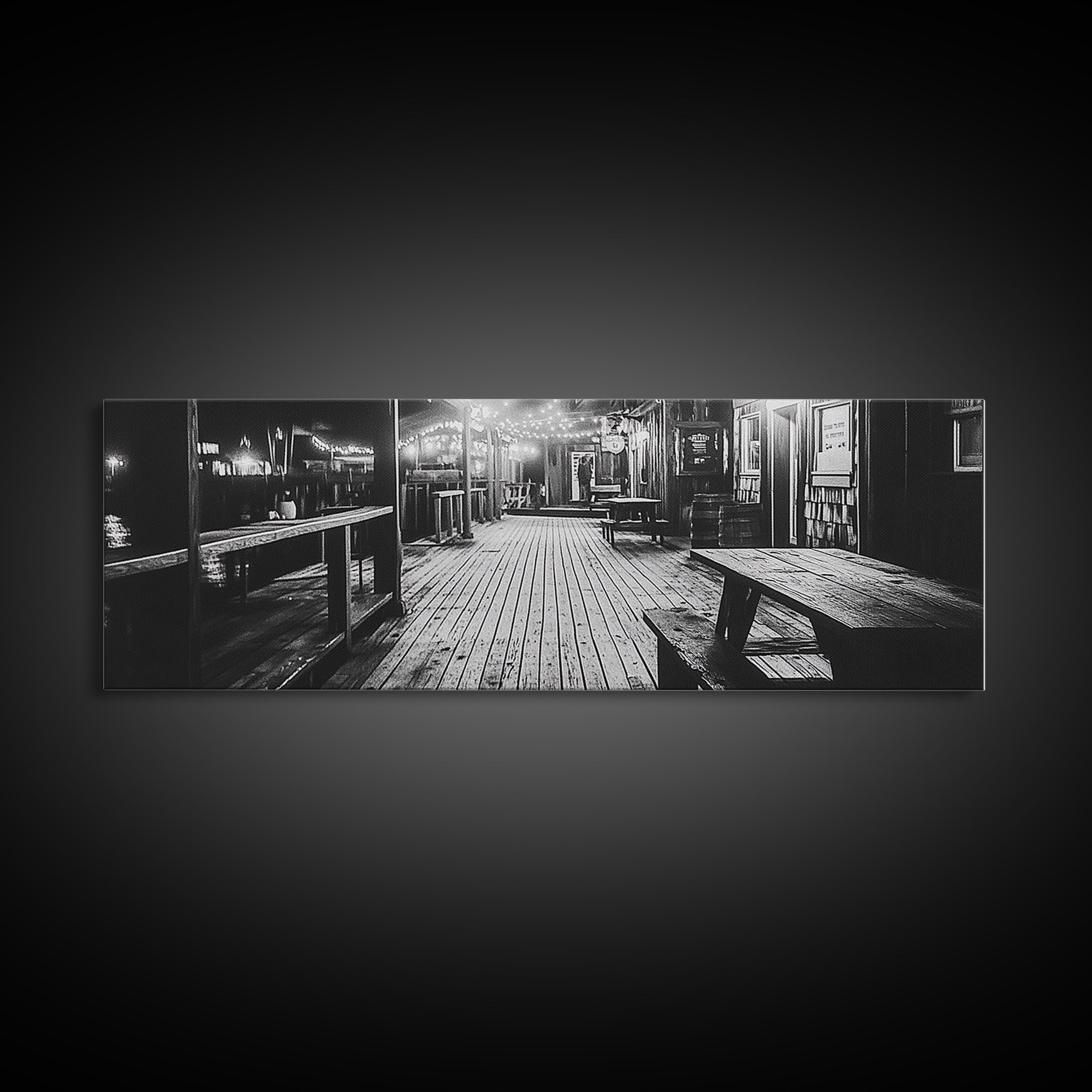 Old Wooden Dock, Moody Art, Canvas Print, Coastal Decor, Rustic Wall Art, Wabi Sabi Art, Extra Wide Art, Nautical Wall Art