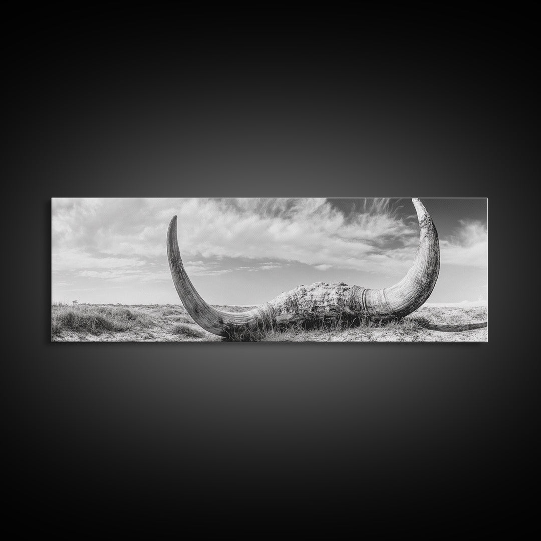 Bull Horns, bull and bear art, rustic art, dark romance painting, wabi sabi wall art, minimalist art, framed canvas print