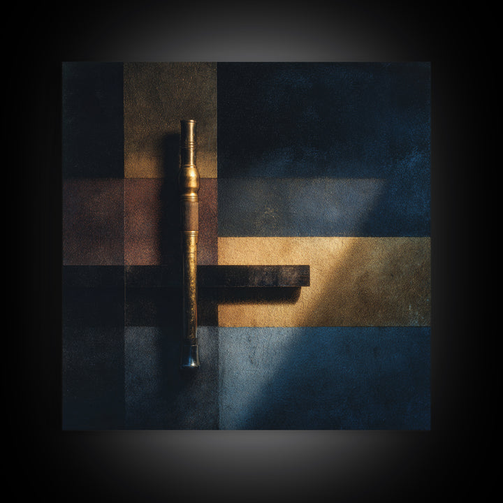 Conductor Baton and Sheet Shapes Without Text Canvas Print, Recording Studio Art, Music Posters, Studio Decor, Abstract Art, RSA-1x1-18