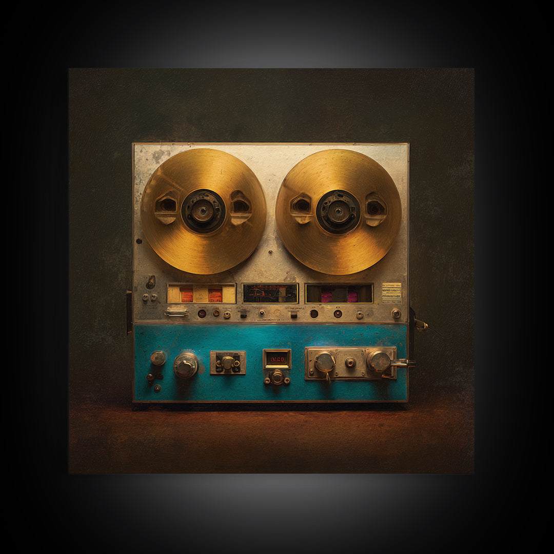 Reel to Reel Tape Machine Framed Canvas Print, Recording Studio Art, Unique Home Decor, Studio Decor, Fine Art, Analog, RSA-1x1-2