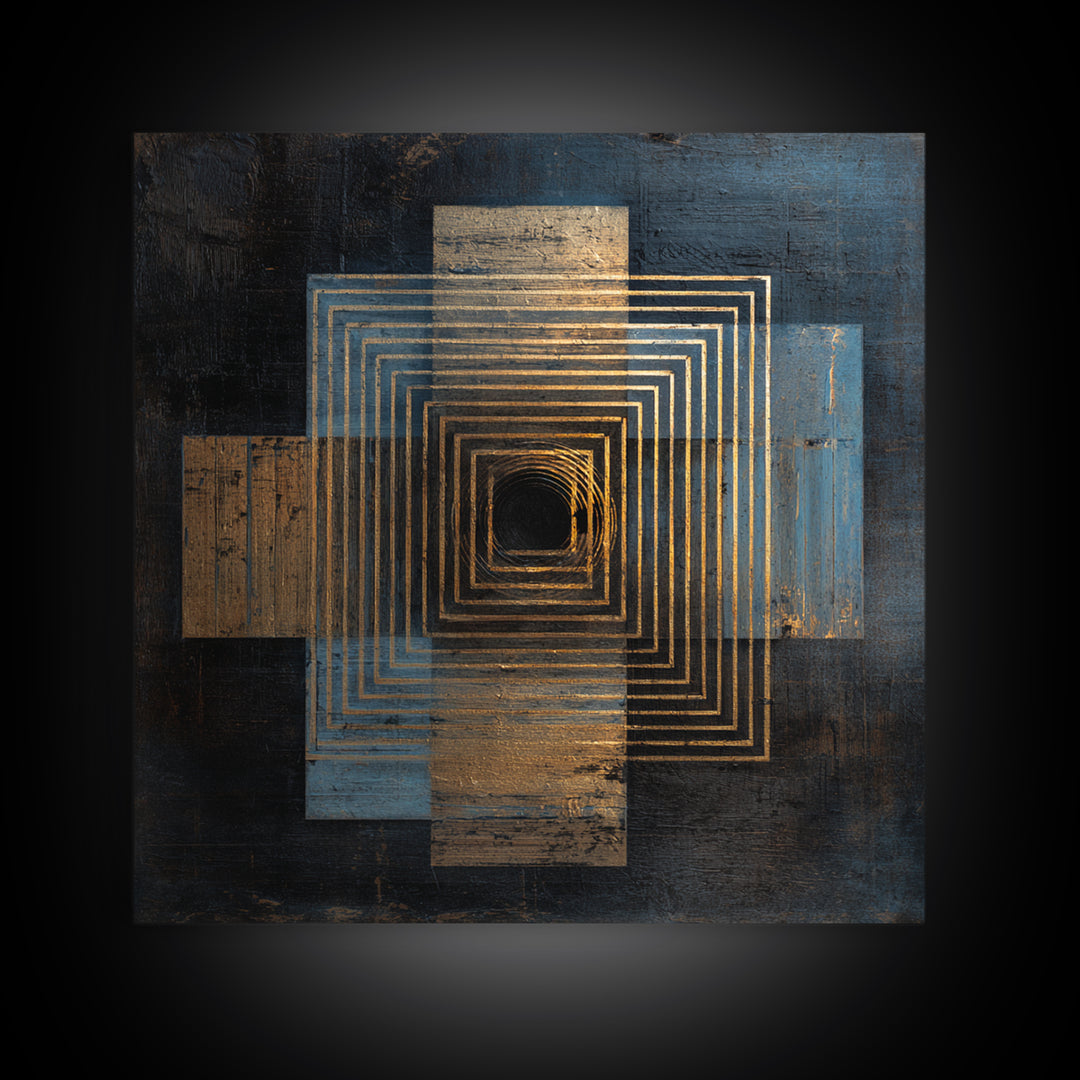 Soundwave Abstract with Black and Gold Lines Canvas Print, Recording Studio Art, Dtf Prints, Studio Decor, Fine Art, Analog, RSA-1x1-3
