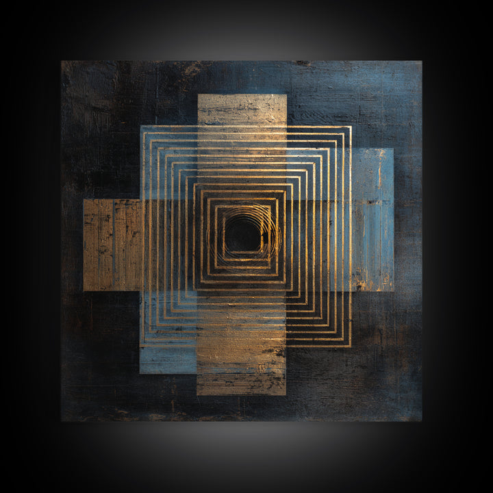 Soundwave Abstract with Black and Gold Lines Canvas Print, Recording Studio Art, Dtf Prints, Studio Decor, Fine Art, Analog, RSA-1x1-3