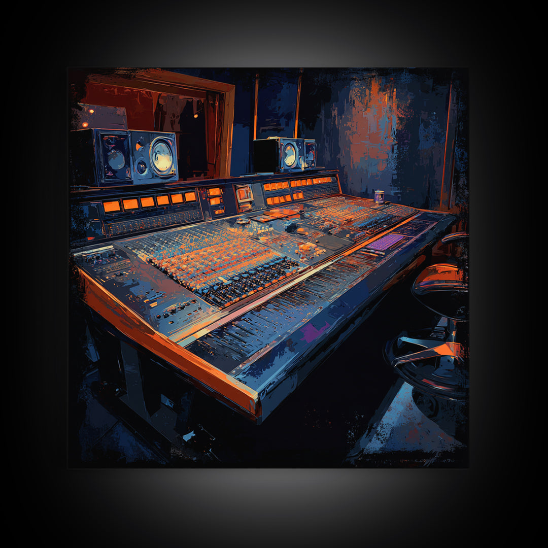 Mixing Console Faders Canvas Print, Recording Studio Art, Music Studio, Studio Decor, Oil Painting, Analog, Modern Decor, RSA-1x1-30