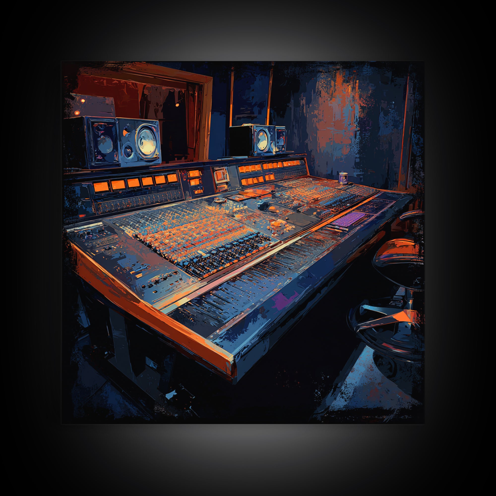 Mixing Console Faders Canvas Print, Recording Studio Art, Music Studio, Studio Decor, Oil Painting, Analog, Modern Decor, RSA-1x1-30