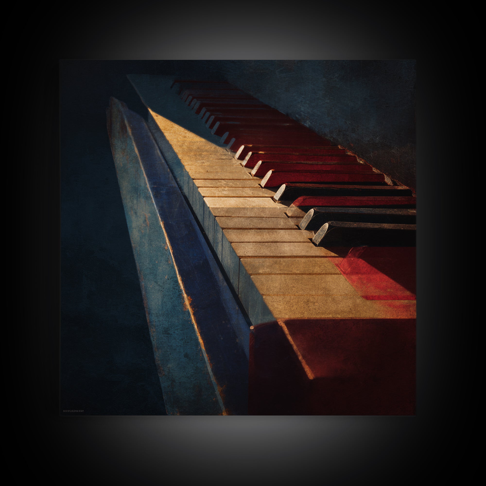 Piano Keys Fading into Shadow Framed Canvas Print, Recording Studio Art, Home Decor, Studio Decor, Analog, Minimalist Decor, RSA-1x1-32