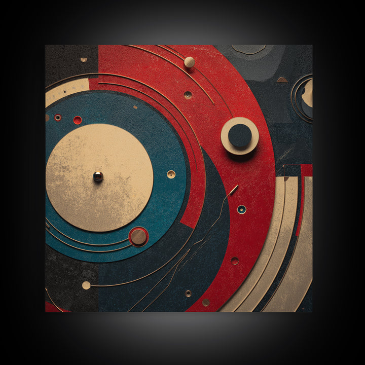 Vinyl Groove Closeup as Circular Abstract Framed Canvas Print, Recording Studio Art, Musician Posters, Studio Decor, Analog, RSA-1x1-38