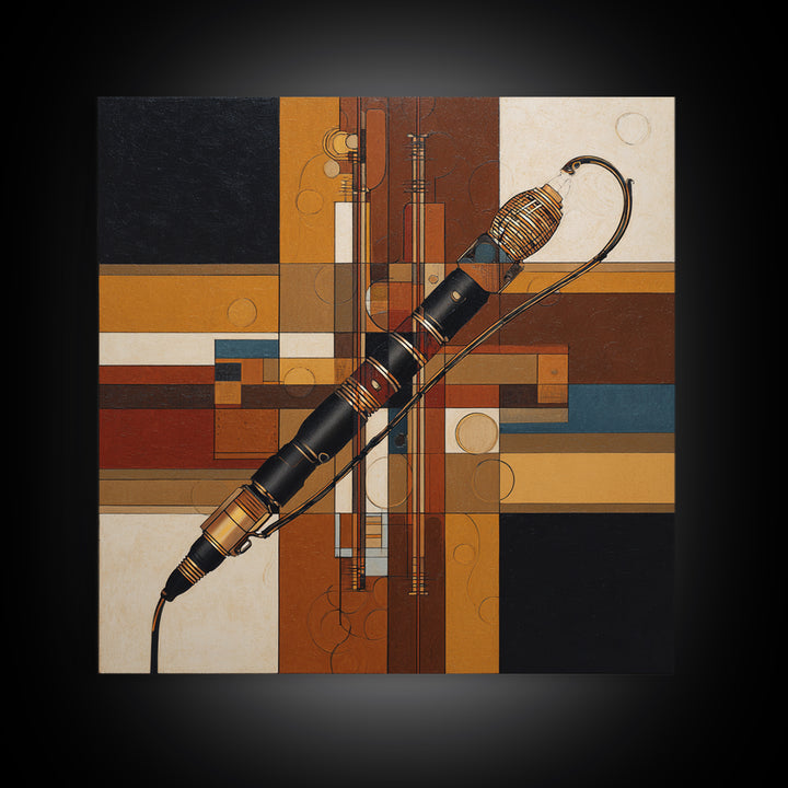 Microphone Cable Forming Elegant Line Art Canvas Print, Recording Studio Art, Studio Wall Art, Studio Decor, Abstract Art, RSA-1x1-45