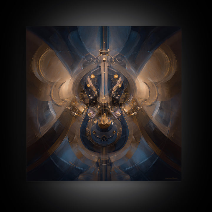 Album Cover Abstract Without Readable Text Framed Canvas Print, Recording Studio Art, Dtf Print, Studio Decor, Fine Art, Analog, RSA-1x1-46
