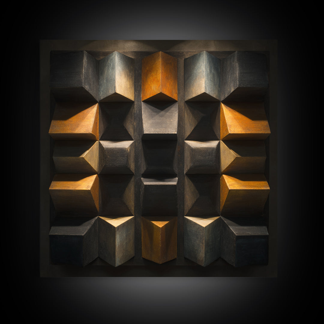 Sound Booth Foam Pattern Transformed into Design Framed Canvas Print, Recording Studio Art, Wall Decor, Studio Decor, Analog, RSA-1x1-48